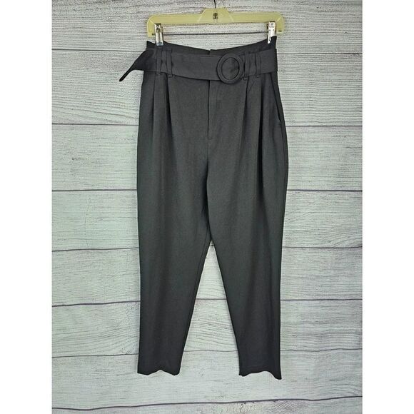 Zara TRF Collection High Rise Trousers with Buckle Black Size Large - Picture 1 of 6